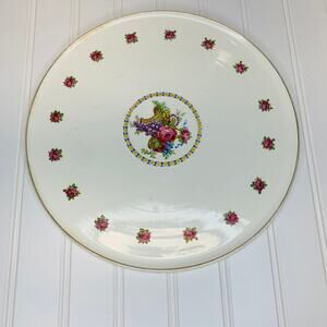 Vintage Plate Floral Basket 11.25" diameter Erphilia Art Pottery Made in Germany